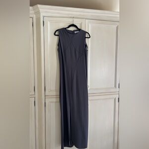 NWT CK Bradley gray jersey dress with front center slit